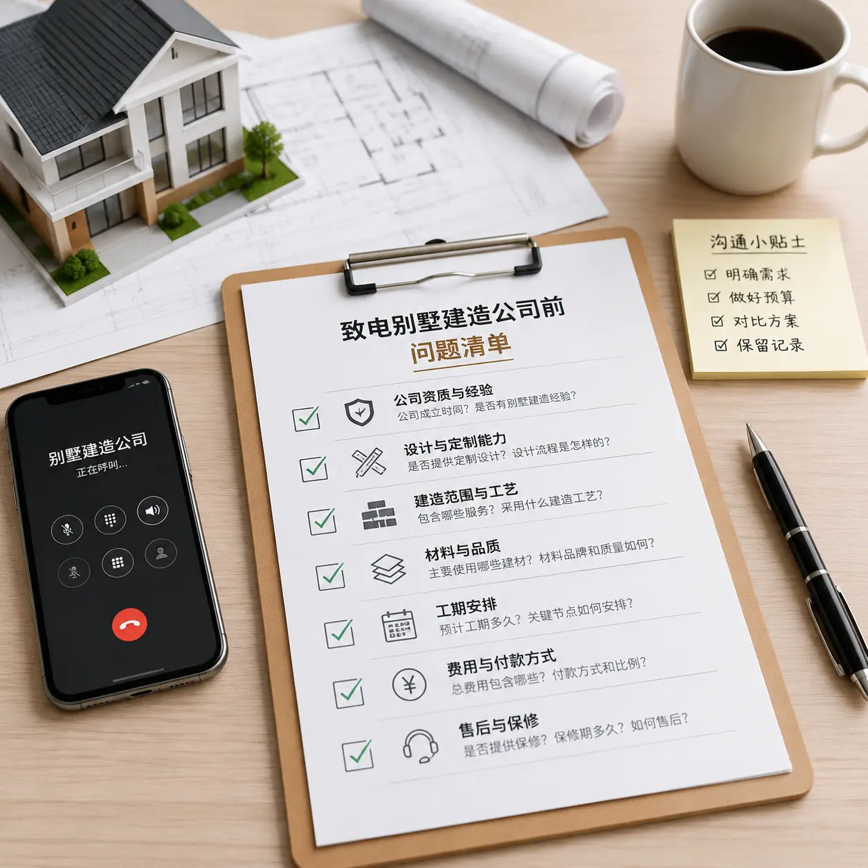 在黔西拨打别墅建造公司电话前的准备工作